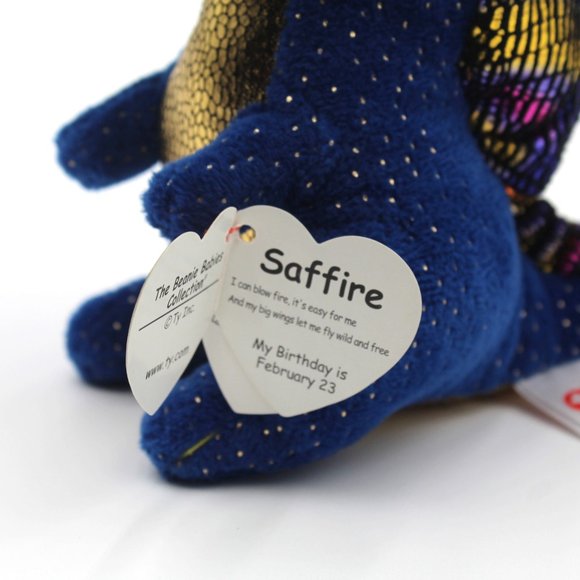 Ty Beanie BOO 6" Saffire the Dragon Large Colored Glittery Eyes Plush Toy NWT - Picture 2 of 7